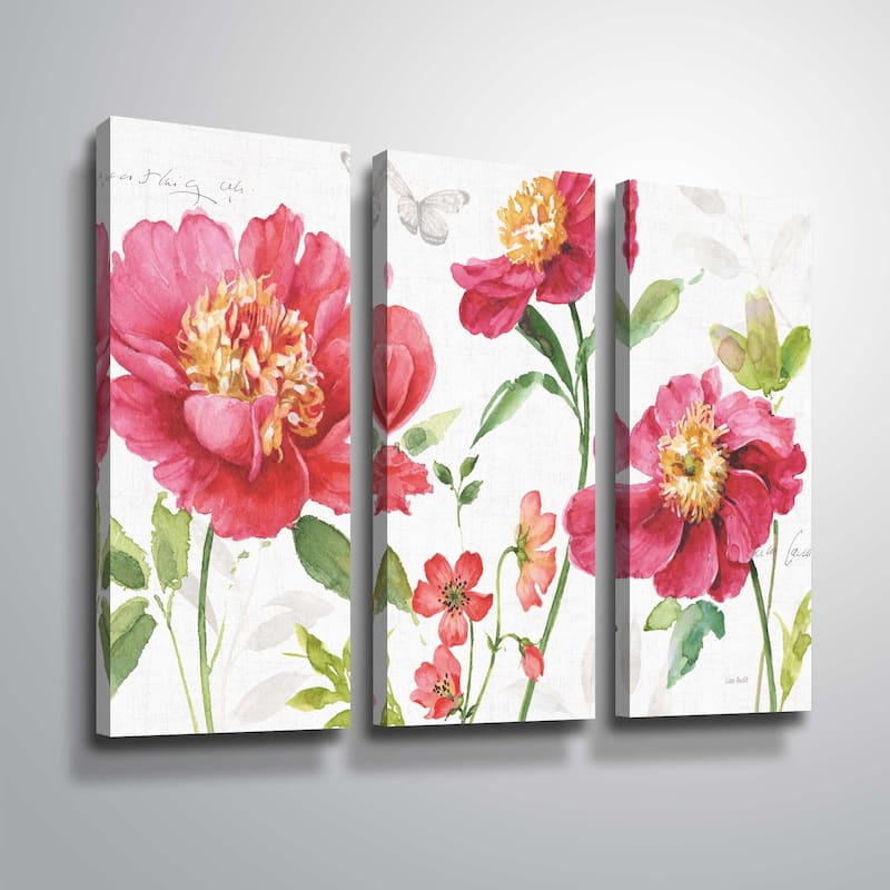 ArtWall "Pink Garden I" Gallery Wrapped Canvas - 24x36 3-piece set