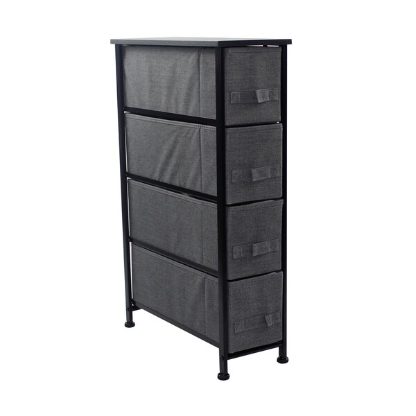 Shop 4 Drawers Chest Dresser Narrow Black Ships To Canada