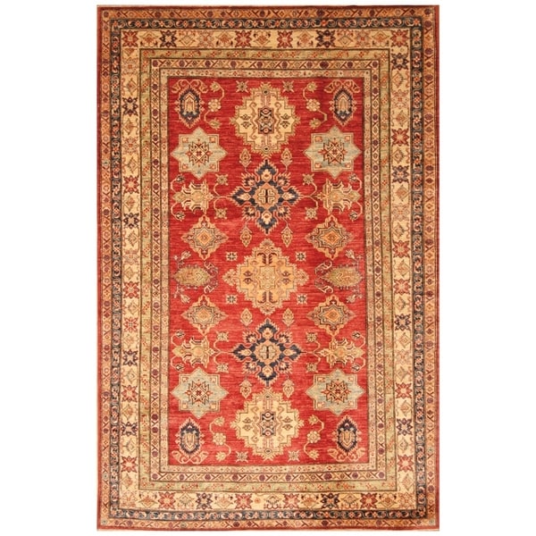 Handmade Super Kazak Wool Rug (Afghanistan) - 5'9 x 9'