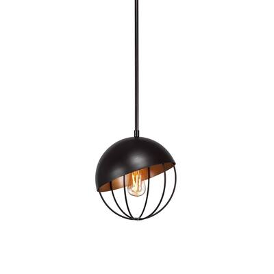 Toltec 1 Light Pendant Shown In Espresso Finish with Amber LED Bulb - edison