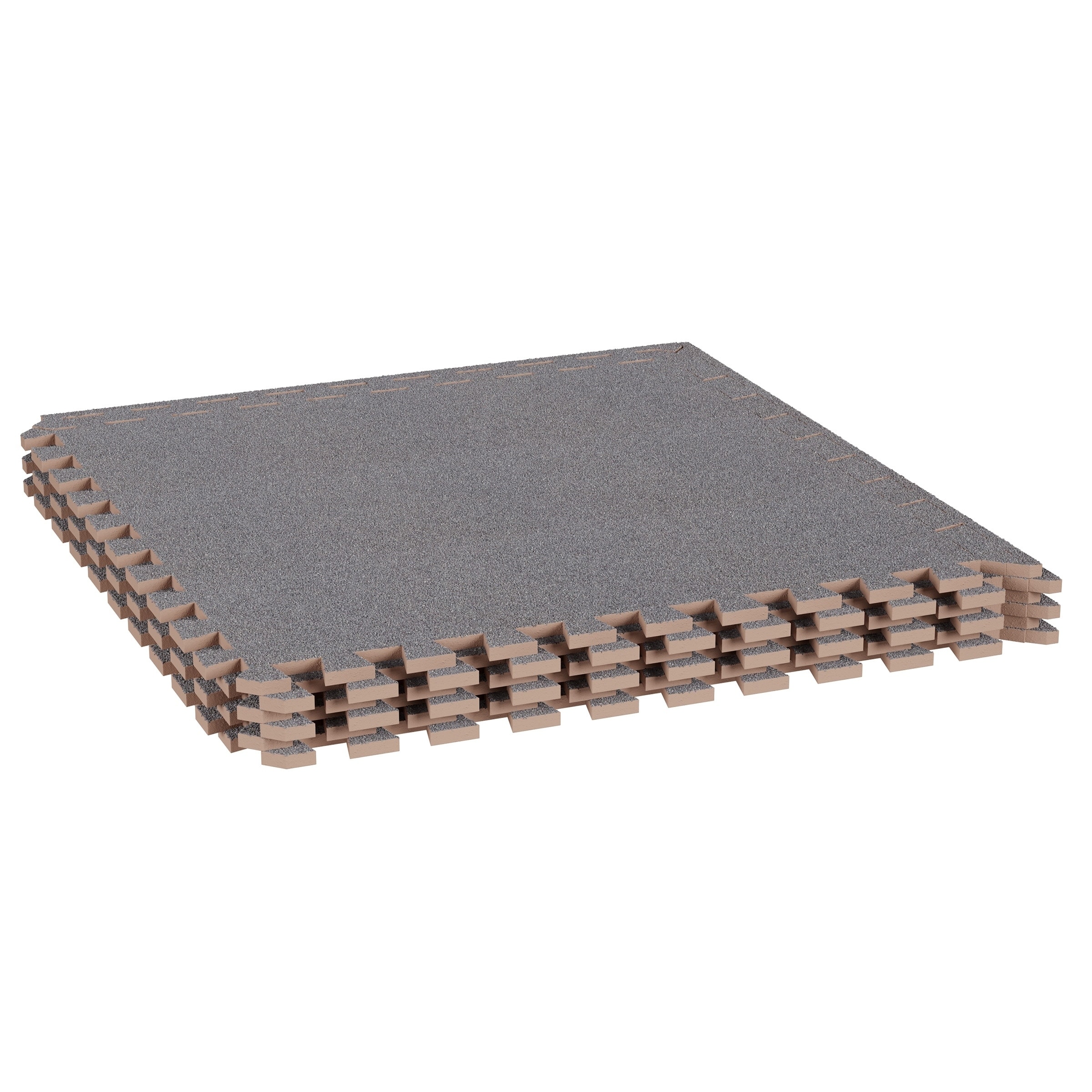 12 Tiles Wood Grain Foam Floor Mats with Borders - Costway