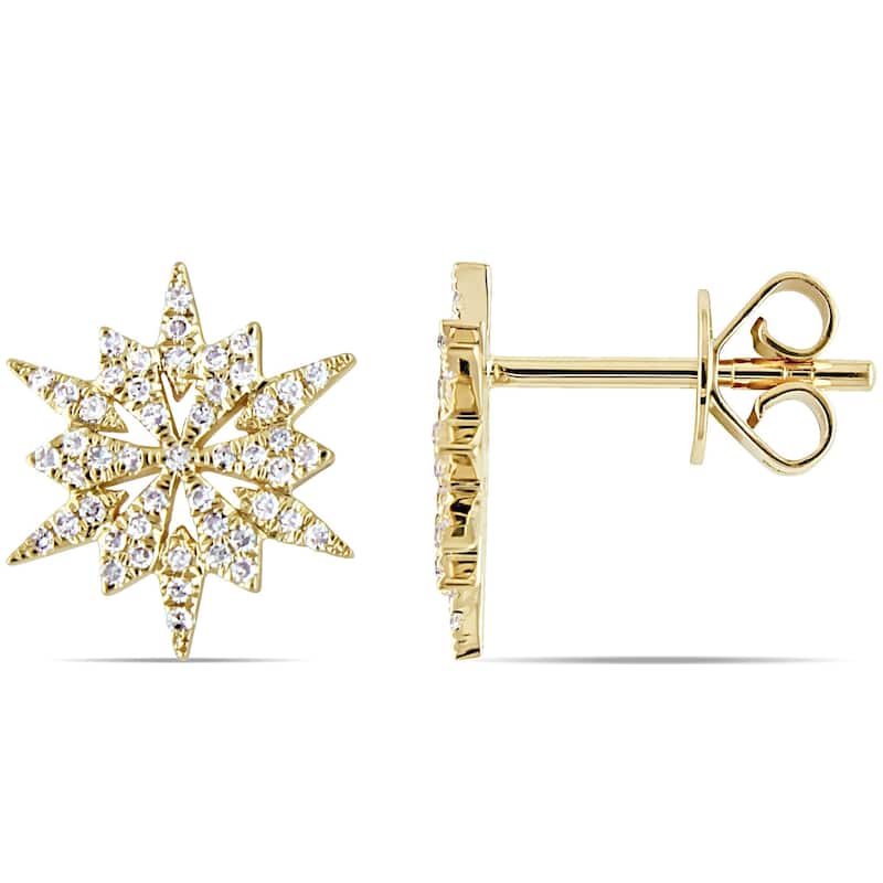 Miadora 14k Yellow Gold 1/6ct TDW Diamond Star Stud Earrings