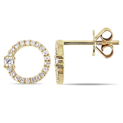 Miadora 14k Yellow Gold 1/6ct TDW Diamond Open Circle Stud Earrings