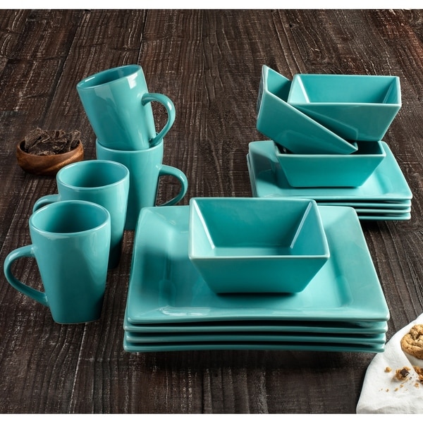 Shop American Atelier Nova Turquoise Square Stoneware 16Piece