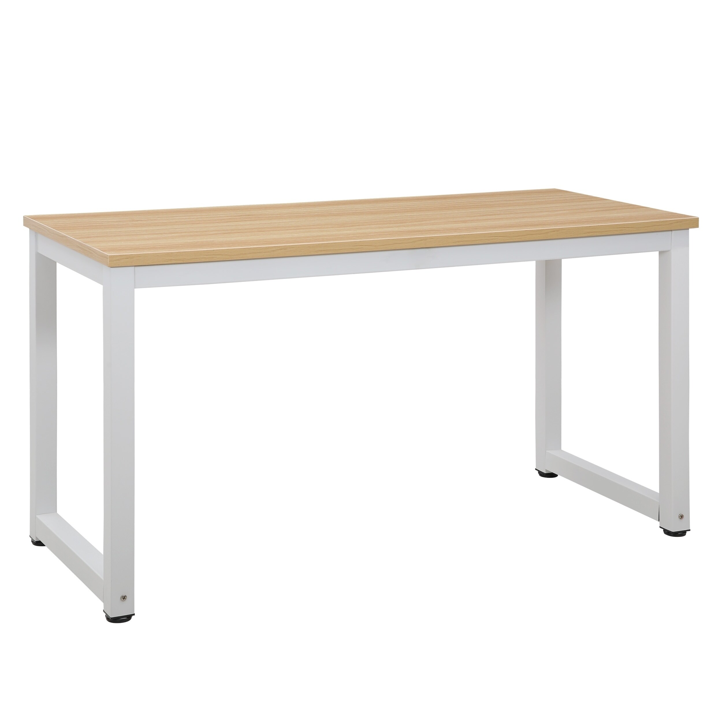 Poly And Bark Grover Natural Wood Finish Large Office Desk With White Metal Legs Poly And Bark Grover Natural Wood Finish Large Office Desk With White Metal Legs