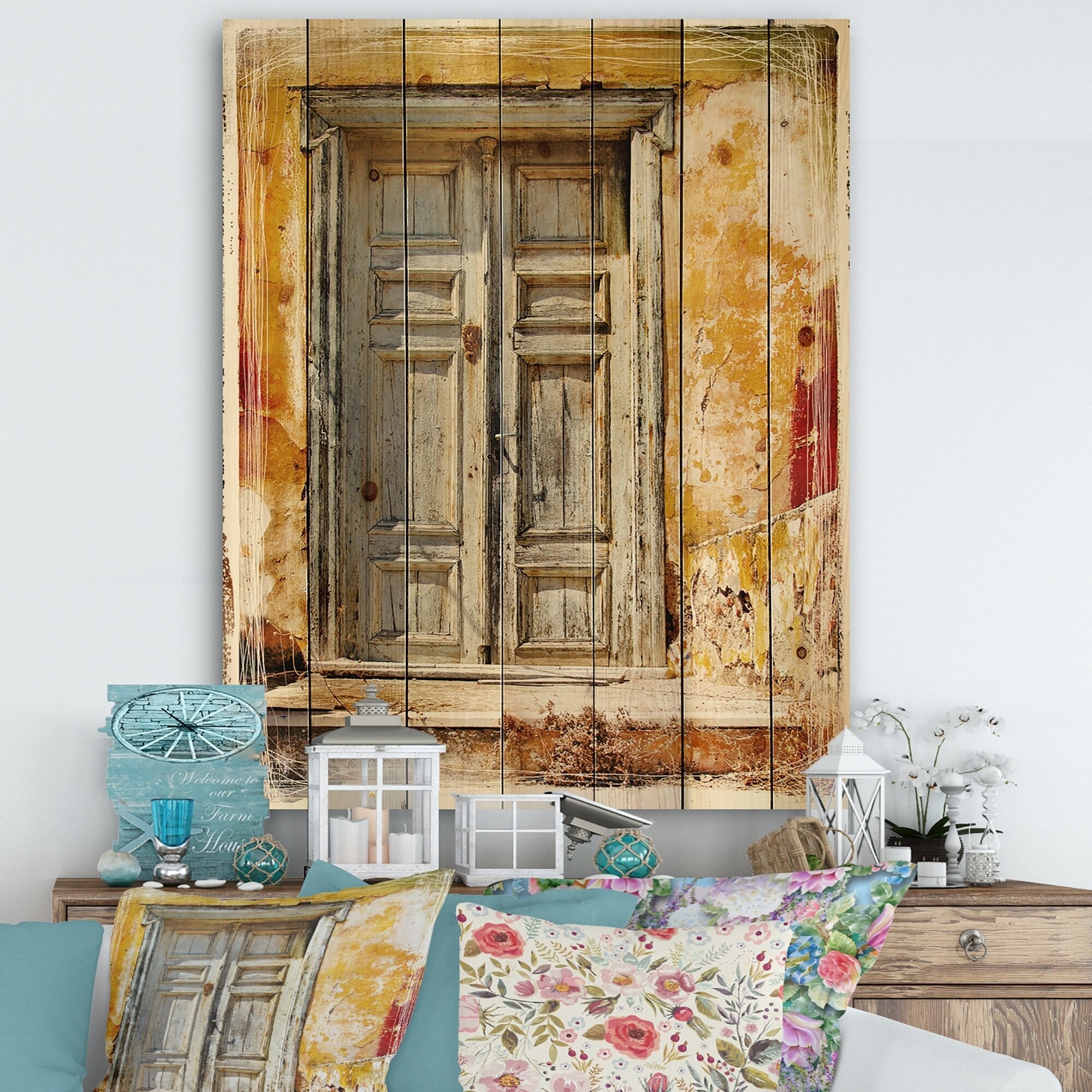 Shop Designart Old Traditional Greek Doors Vintage Print On