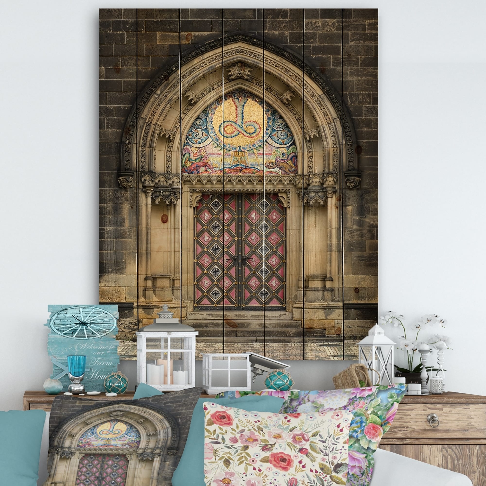 Shop Designart Ornate Entrance Of Church In Prague Vintage Print