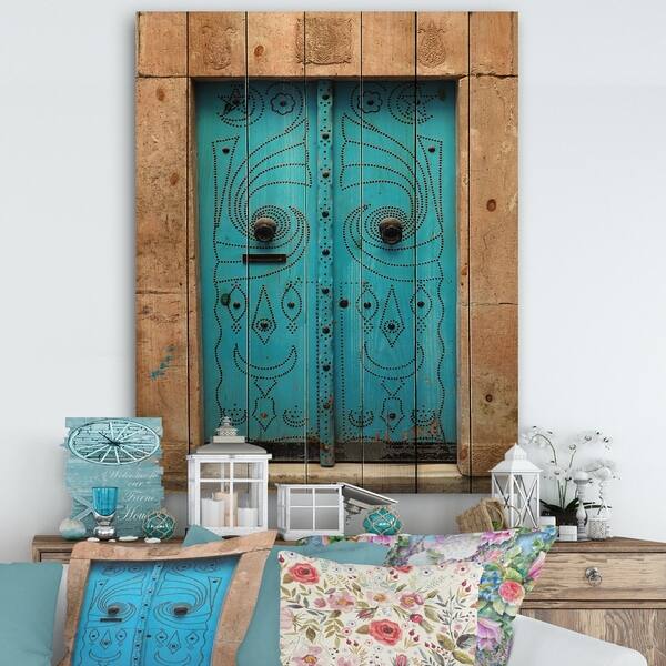 Shop Designart Vintage Arabic Blue Door Vintage Print On Natural