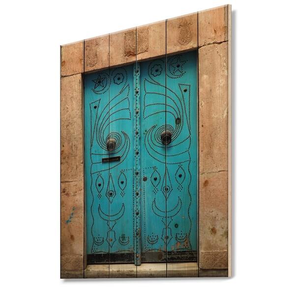 Shop Designart Vintage Arabic Blue Door Vintage Print On Natural