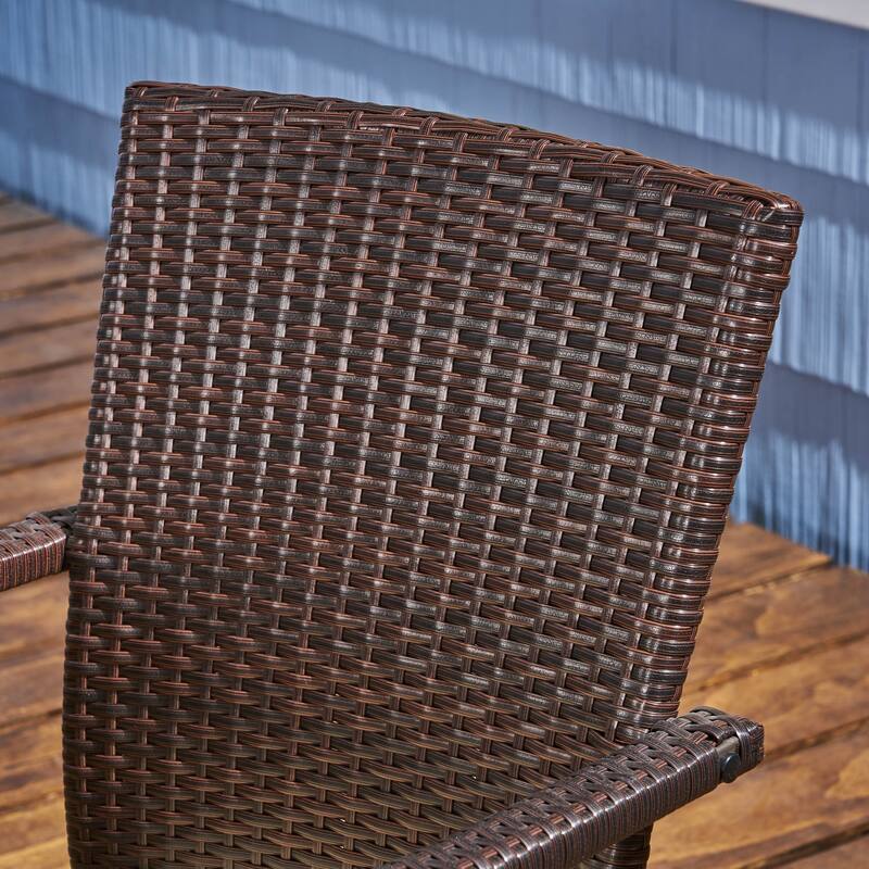 Garner Outdoor Aluminum Dining Set with Wicker Chairs and Bench
