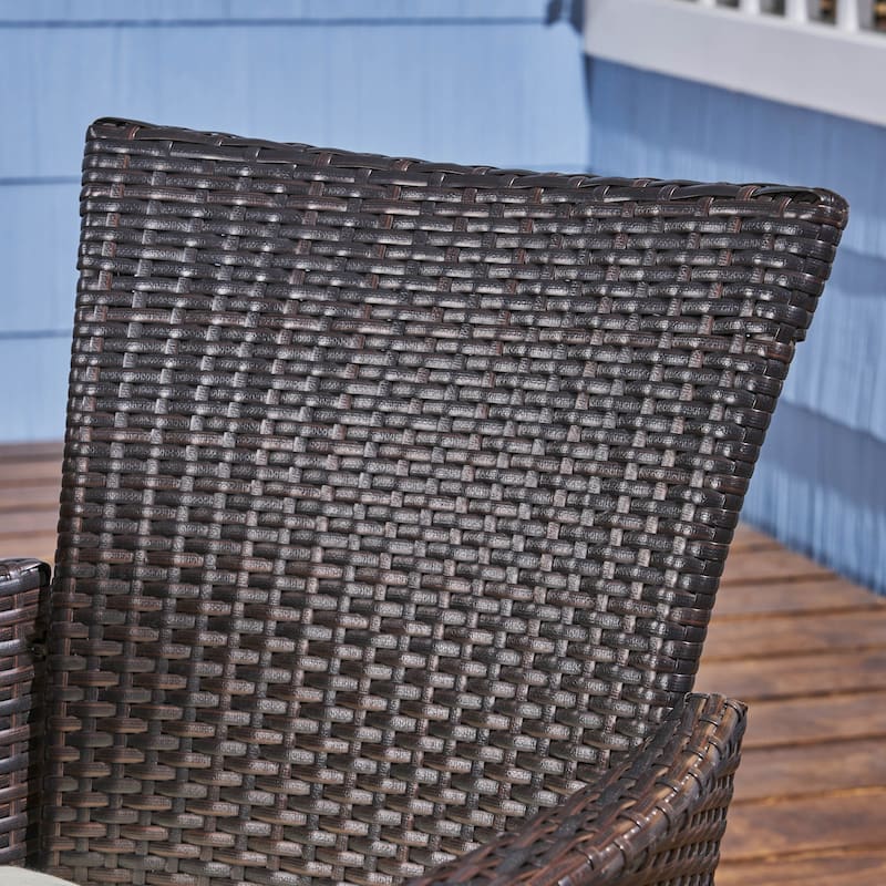 Moralis Outdoor Aluminum Dining Set with Wicker Chairs and Bench by Christopher Knight Home
