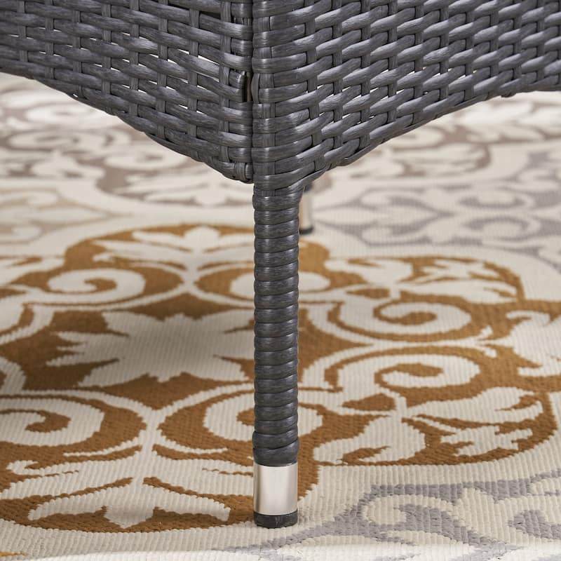 Moralis Outdoor Aluminum Dining Set with Wicker Chairs and Bench by Christopher Knight Home