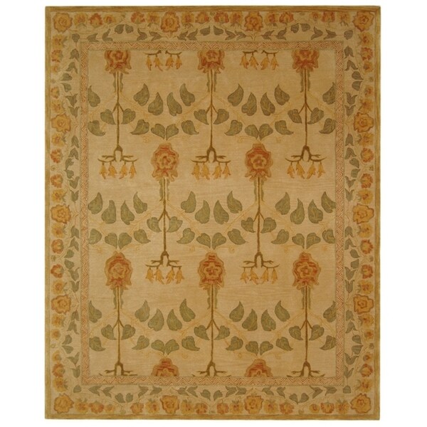 Safavieh Handmade Anatolia Oriental Traditional Ivory/ Green Hand-spun Wool Rug - 9' x 12'