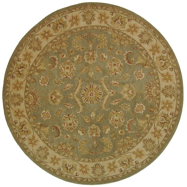 Handmade Antiquities Gem Green Wool Rug (8 Round)