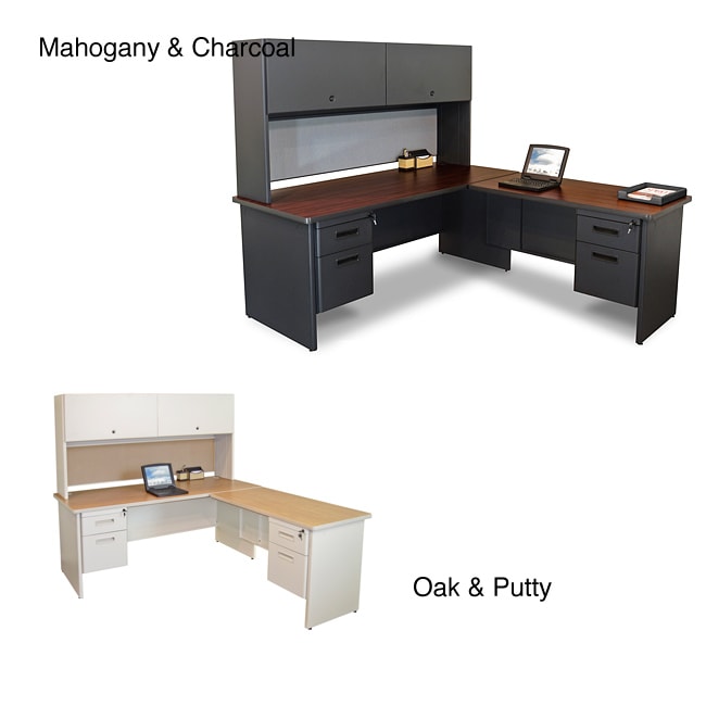 Marvel 72 inch Double Pedestal Steel Desk With Return