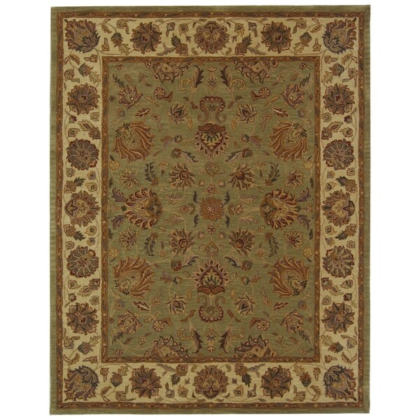 Safavieh Handmade Heritage Traditional Kerman Green/ Gold Wool Rug - 8'3 x 11'