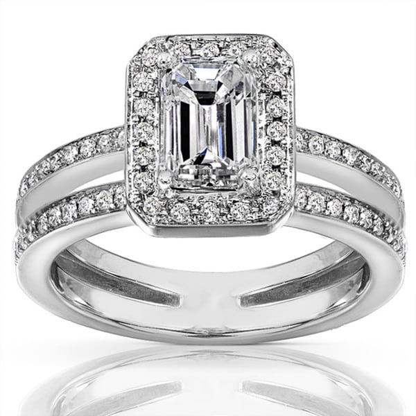 Annello 14k Gold 1 1/3ct TDW Emerald Cut Diamond Ring (H I, SI1 SI2) Annello Engagement Rings