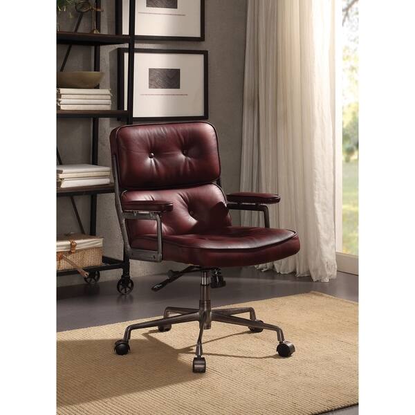 Shop Acme Larisa Executive Office Chair Vintage Merlot Top Grain Leather On Sale Overstock 26113673