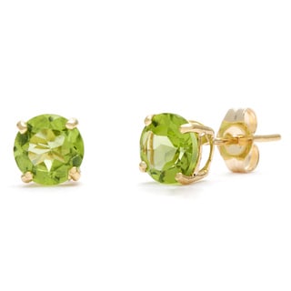 Kabella 14k Yellow Gold Birthstone Round Peridot Stud Earrings Kabella 14k Yellow Gold Birthstone Round Peridot Stud Earrings