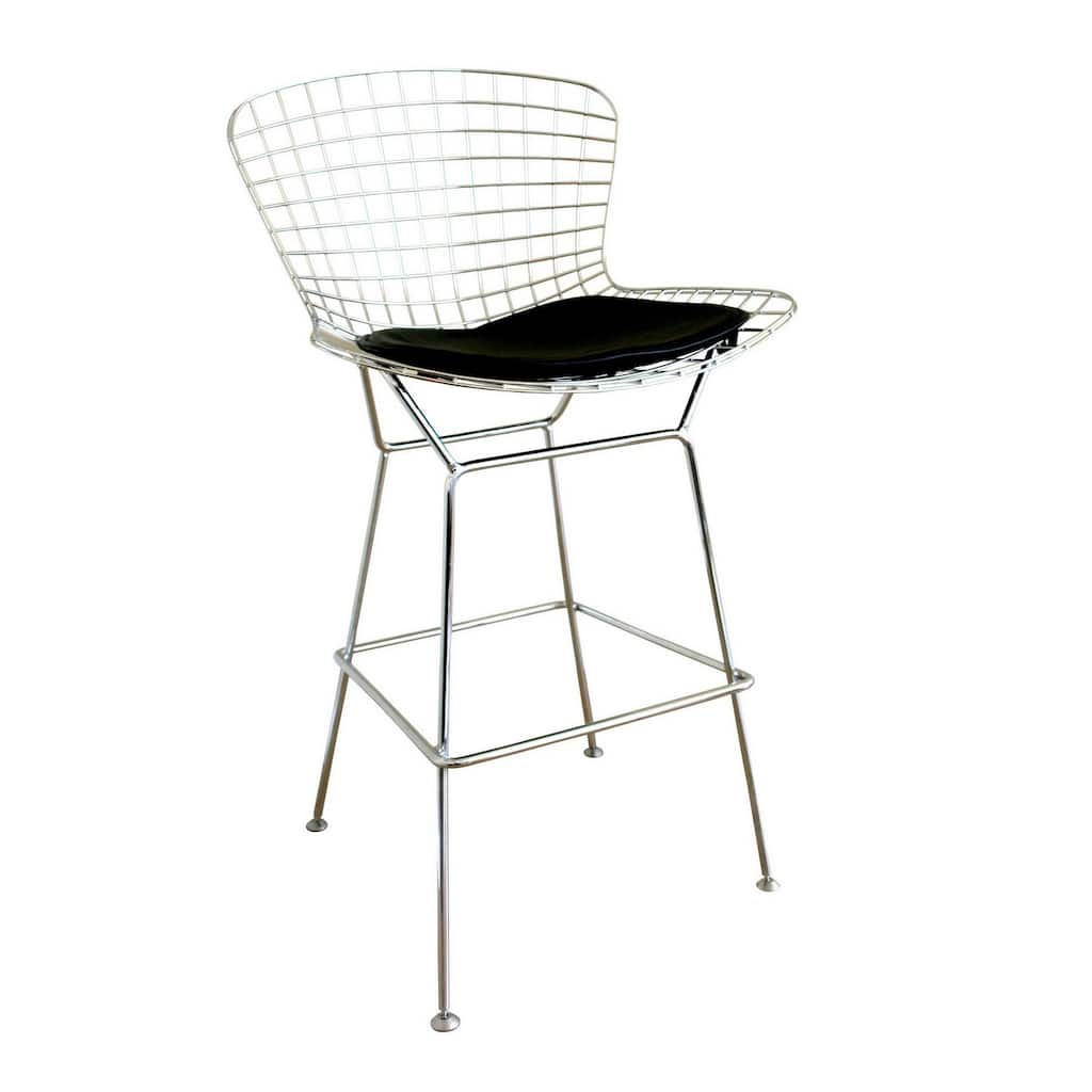 Tomkin Mesh Bar Stool with Leatherette Seat Pad