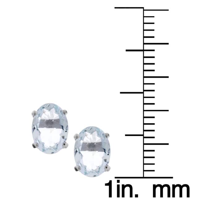 Kabella 14k White Gold Oval Aquamarine Stud Earring