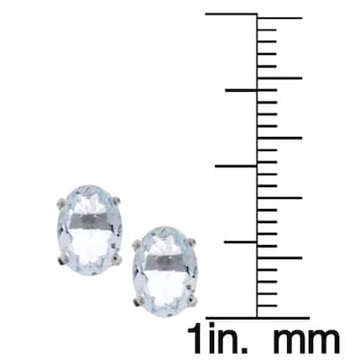 Kabella 14k White Gold Oval Aquamarine Stud Earring
