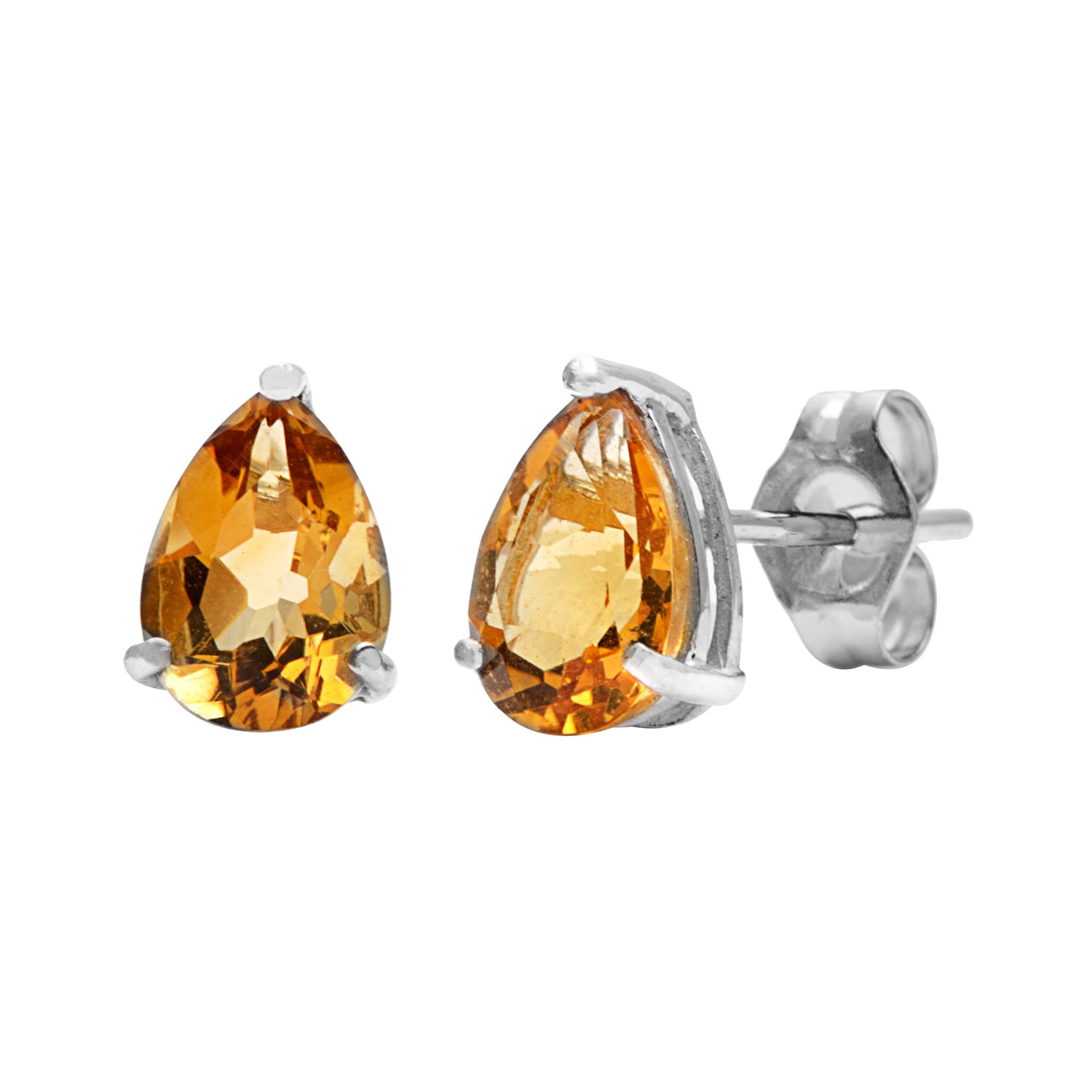 Kabella 14k White Gold Pear Citrine Stud Earring Kabella 14k White Gold Pear Citrine Stud Earring