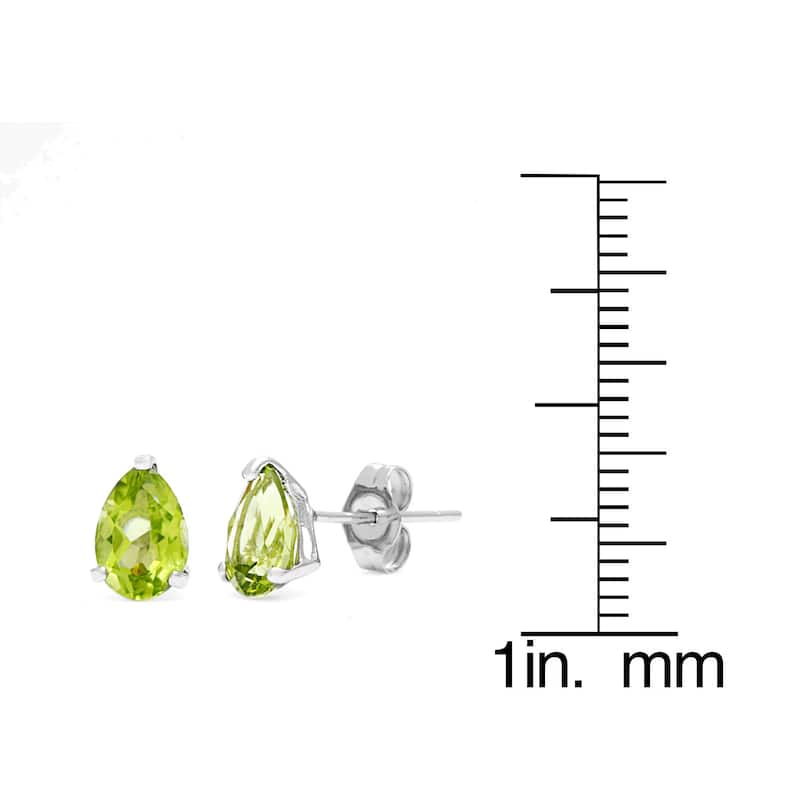 Kabella 14k White Gold Pear Peridot Stud Earring