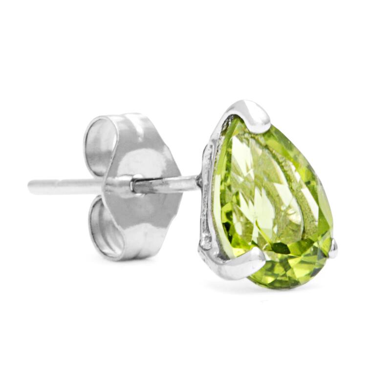 Kabella 14k White Gold Pear Peridot Stud Earring