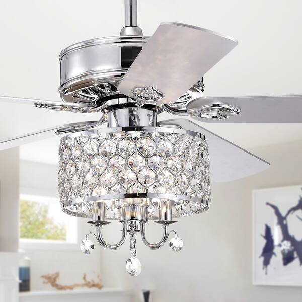 Shop Fengren 52 Inch Chrome Lighted Ceiling Fan With Crystal