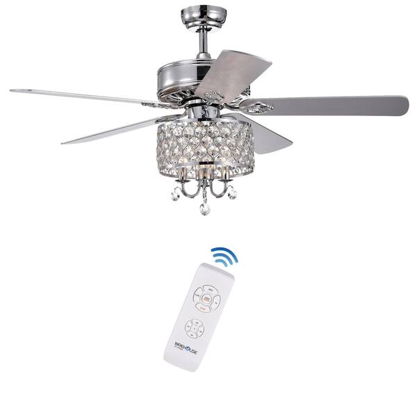 Shop Fengren 52 Inch Chrome Lighted Ceiling Fan With Crystal
