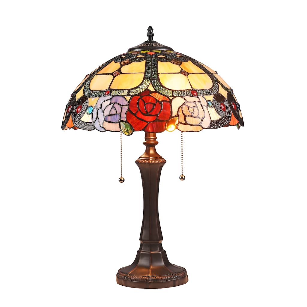 Tiffany Style Floral Design 2-light Dark Bronze Table Lamp