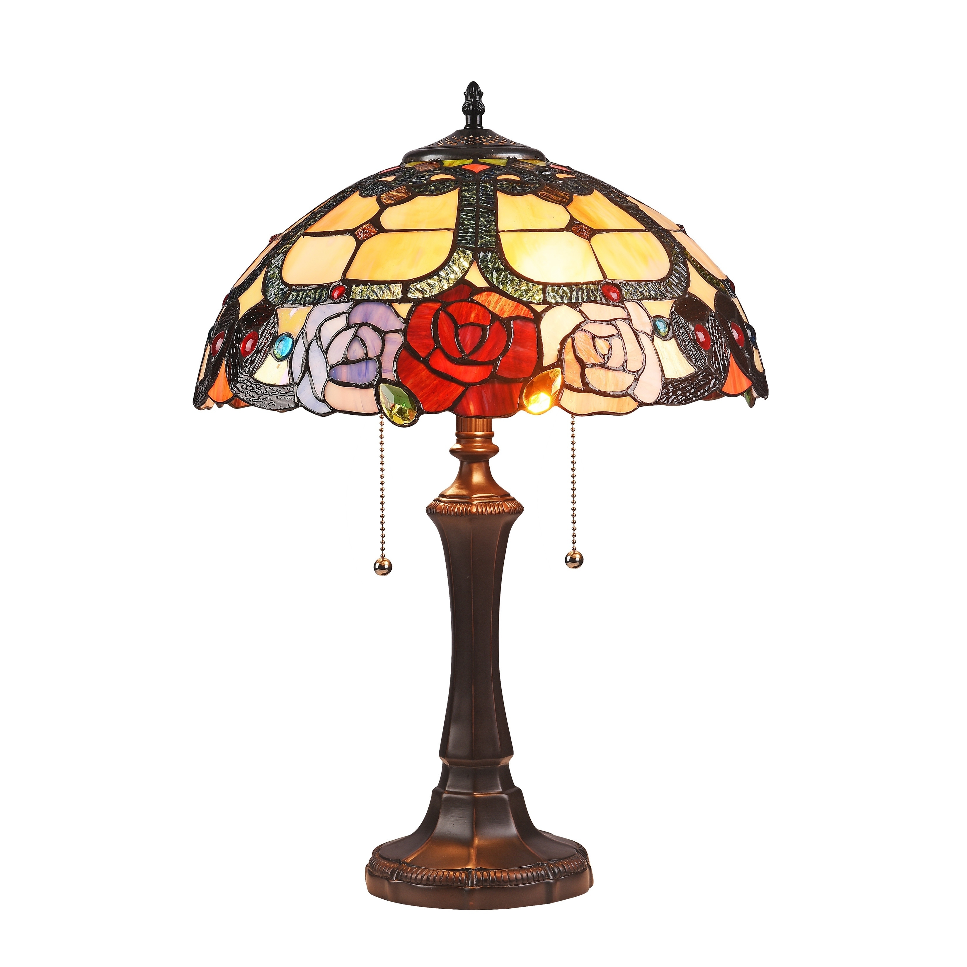 Tiffany Style Floral Design 2-light Dark Bronze Table Lamp