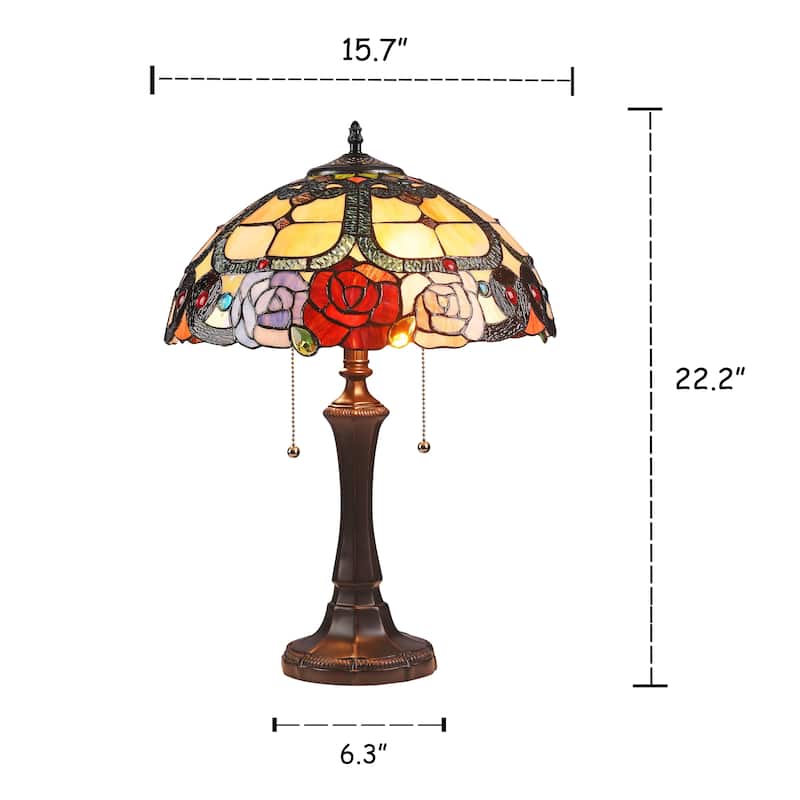 Tiffany Style Floral Design 2-light Dark Bronze Table Lamp