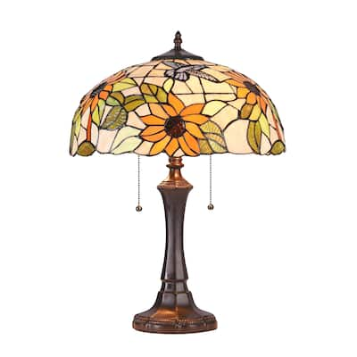 Tiffany Style Floral Design 2-light Dark Bronze Table Lamp