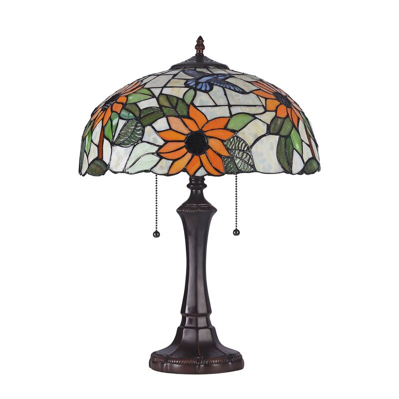 Tiffany Style Floral Design 2-light Dark Bronze Table Lamp