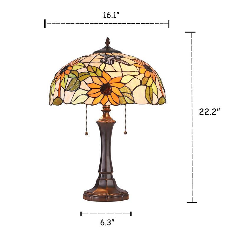 Tiffany Style Floral Design 2-light Dark Bronze Table Lamp