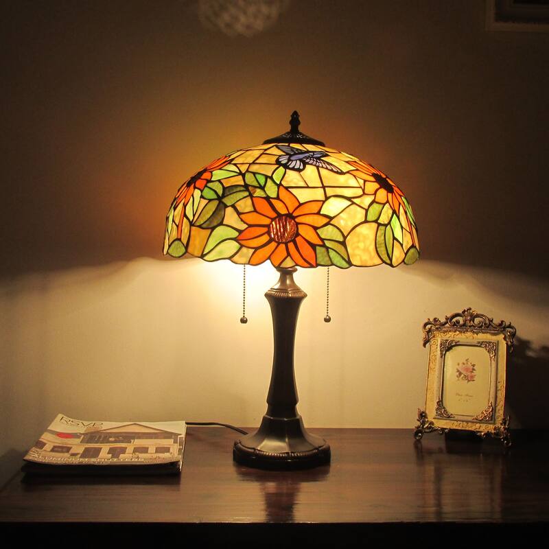 Tiffany Style Floral Design 2-light Dark Bronze Table Lamp