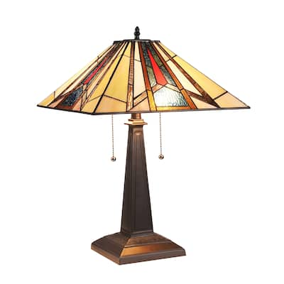 Tiffany Style Mission Design 2-light Blackish Bronze Table Lamp