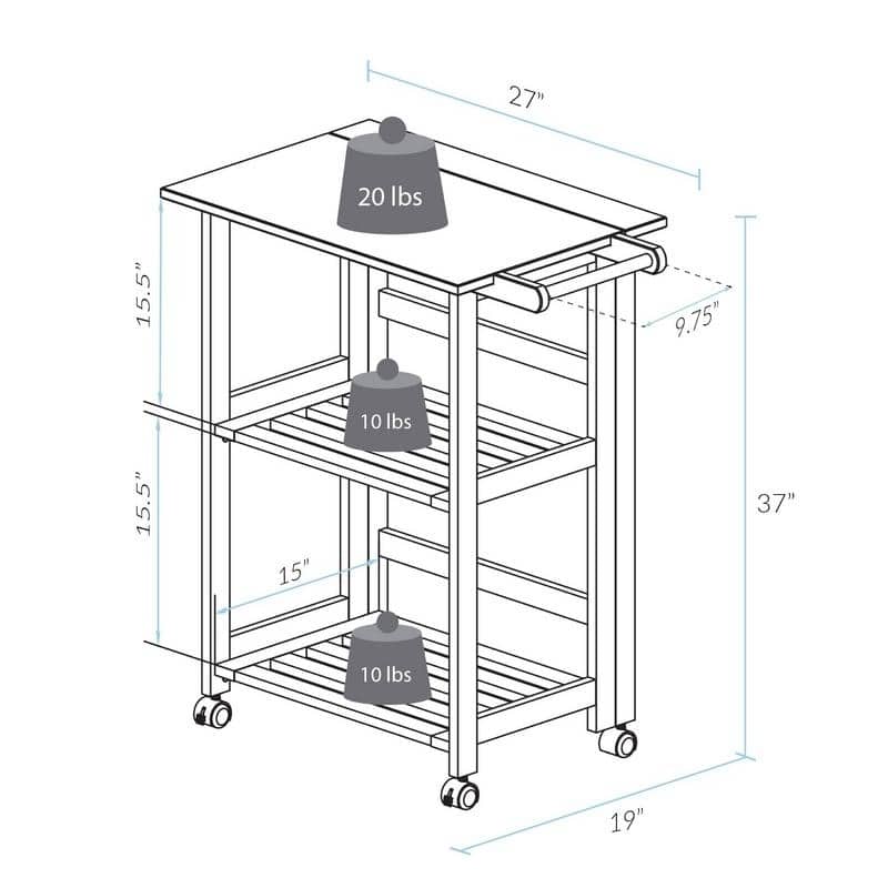 Trek Folding Kitchen Cart - Natural