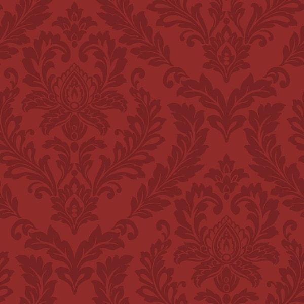 Shop Red Damask Wallpaper, 20.5 in. x 33 ft. = 56 sq.ft - Overstock