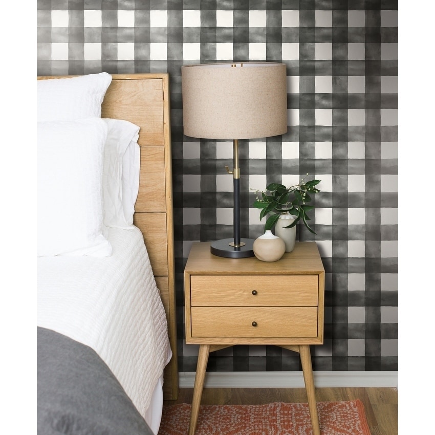 Watercolor Check Removable Wallpaper, 20.5 in. x 33 ft. = 56 sq.ft