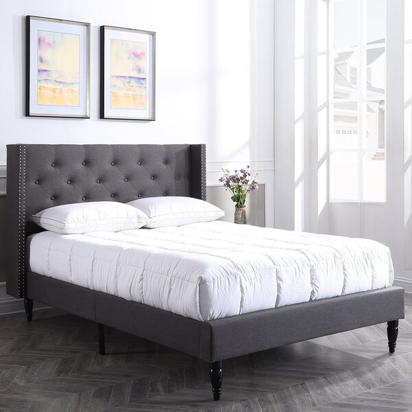 Shop Classic Brands Bedford Upholstered Platform Bed Frame - Free ...