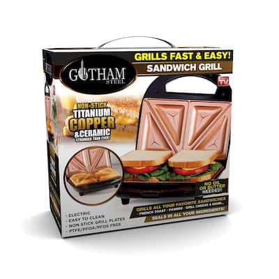 Gotham Steel Electric Sandwich Maker 2 Slice Nonstick Indoor Grill
