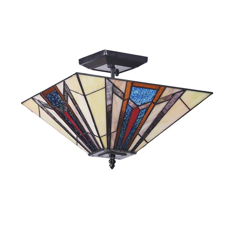 Tiffany Style 2-light Blackish Bronze Semi-Flush Mount