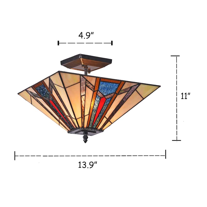 Tiffany Style 2-light Blackish Bronze Semi-Flush Mount