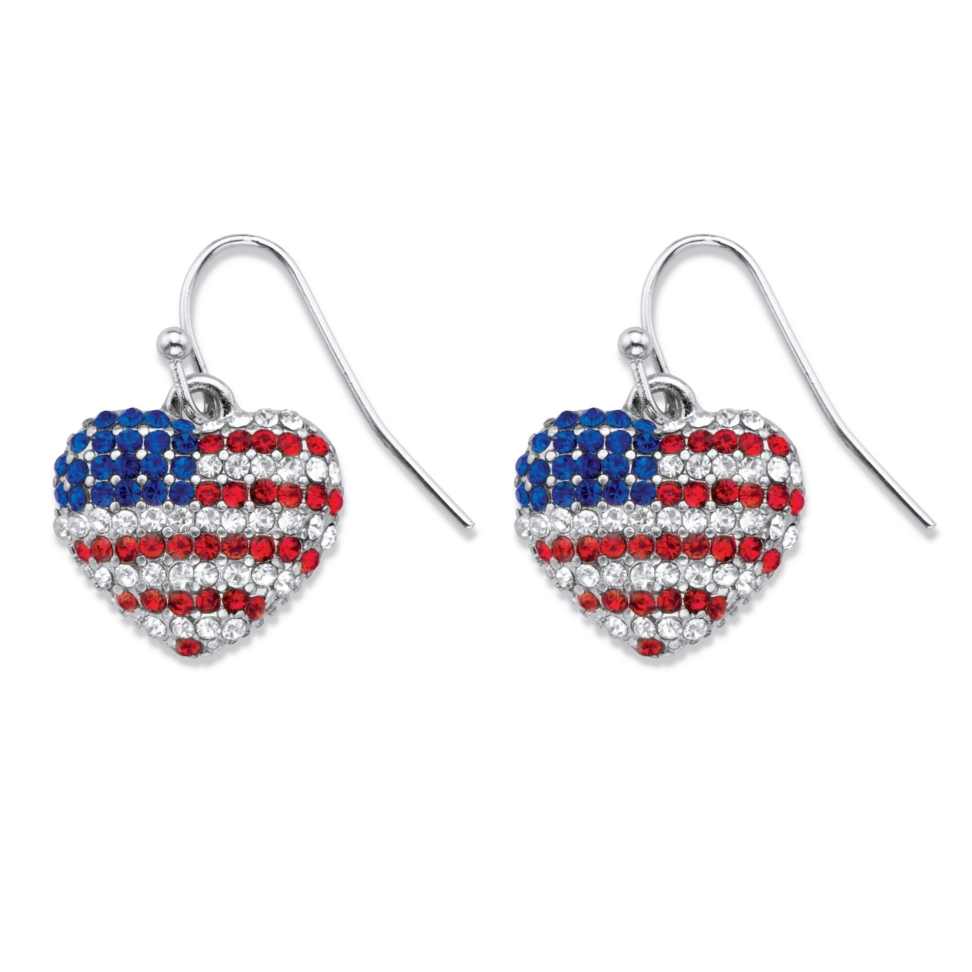 MADE IN THE USA X495 PAIR GOLD RED WHITE BLUE USA FLAG DROP DANGLE EARRINGS 