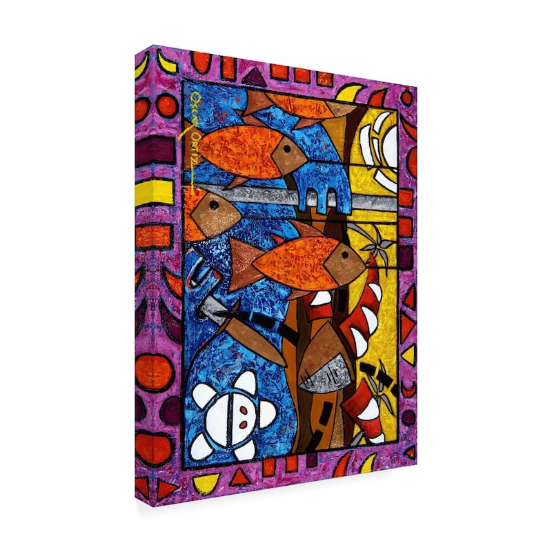 Oscar Ortiz Orange Fish Abstract Canvas Art