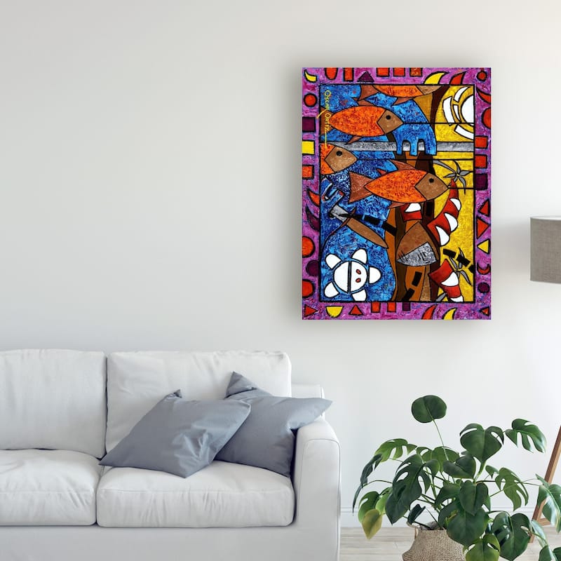 Oscar Ortiz Orange Fish Abstract Canvas Art
