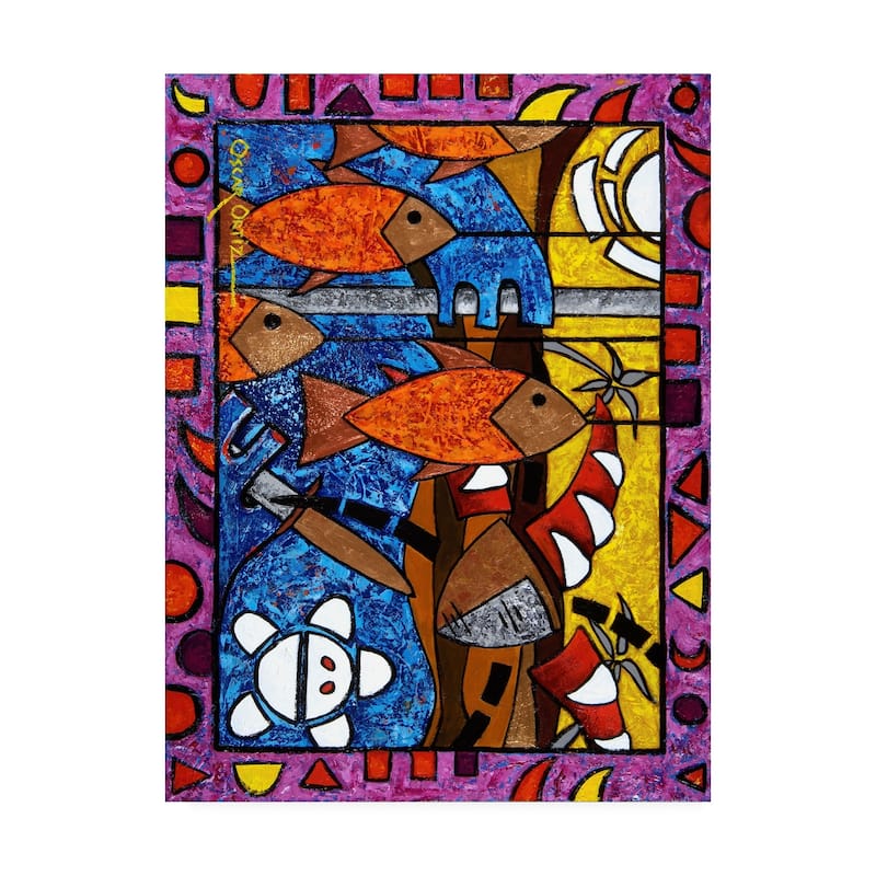 Oscar Ortiz Orange Fish Abstract Canvas Art